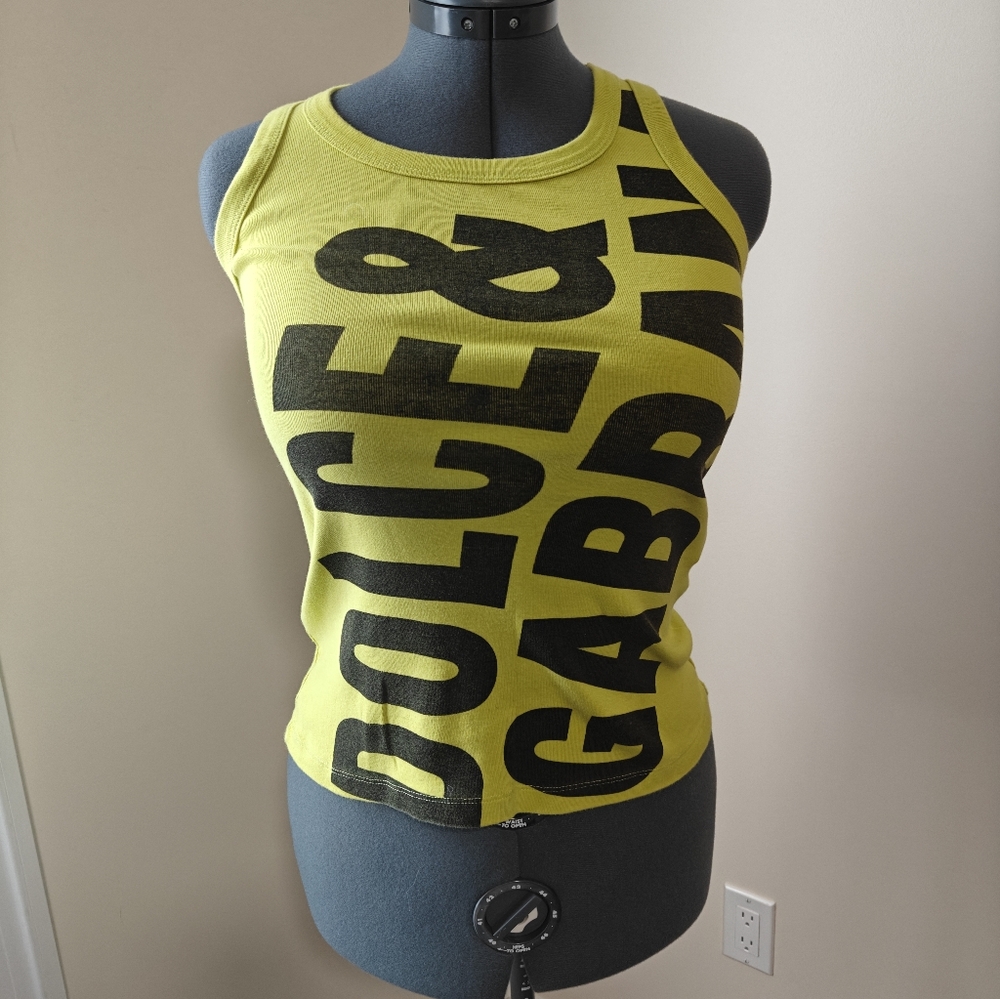 Dolce & Gabbana Lime Green Graphic Tank Top Size 40 (S)